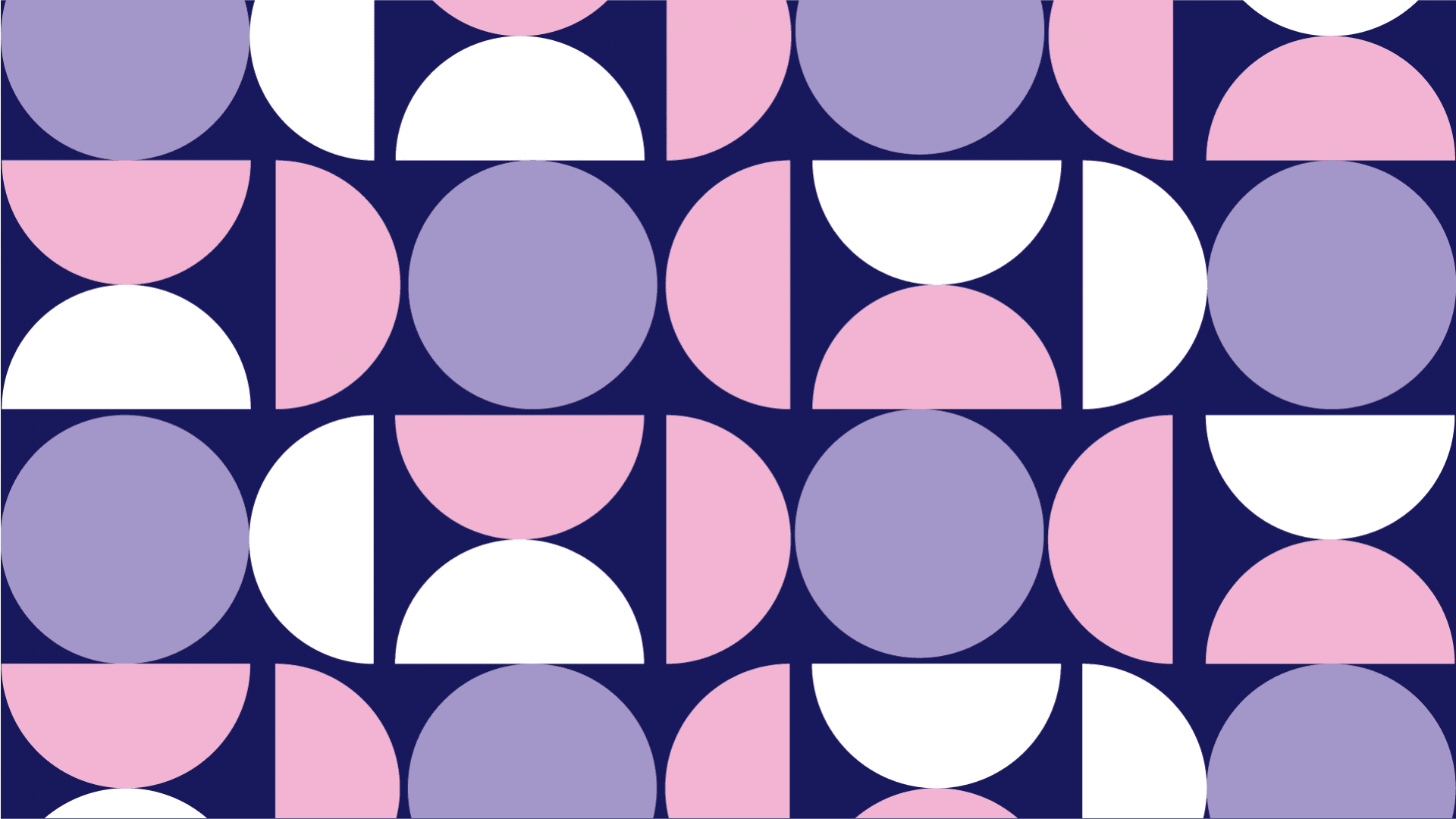 Abstrakt mönster med cirklar och halvcirklar mot lila bakgrund