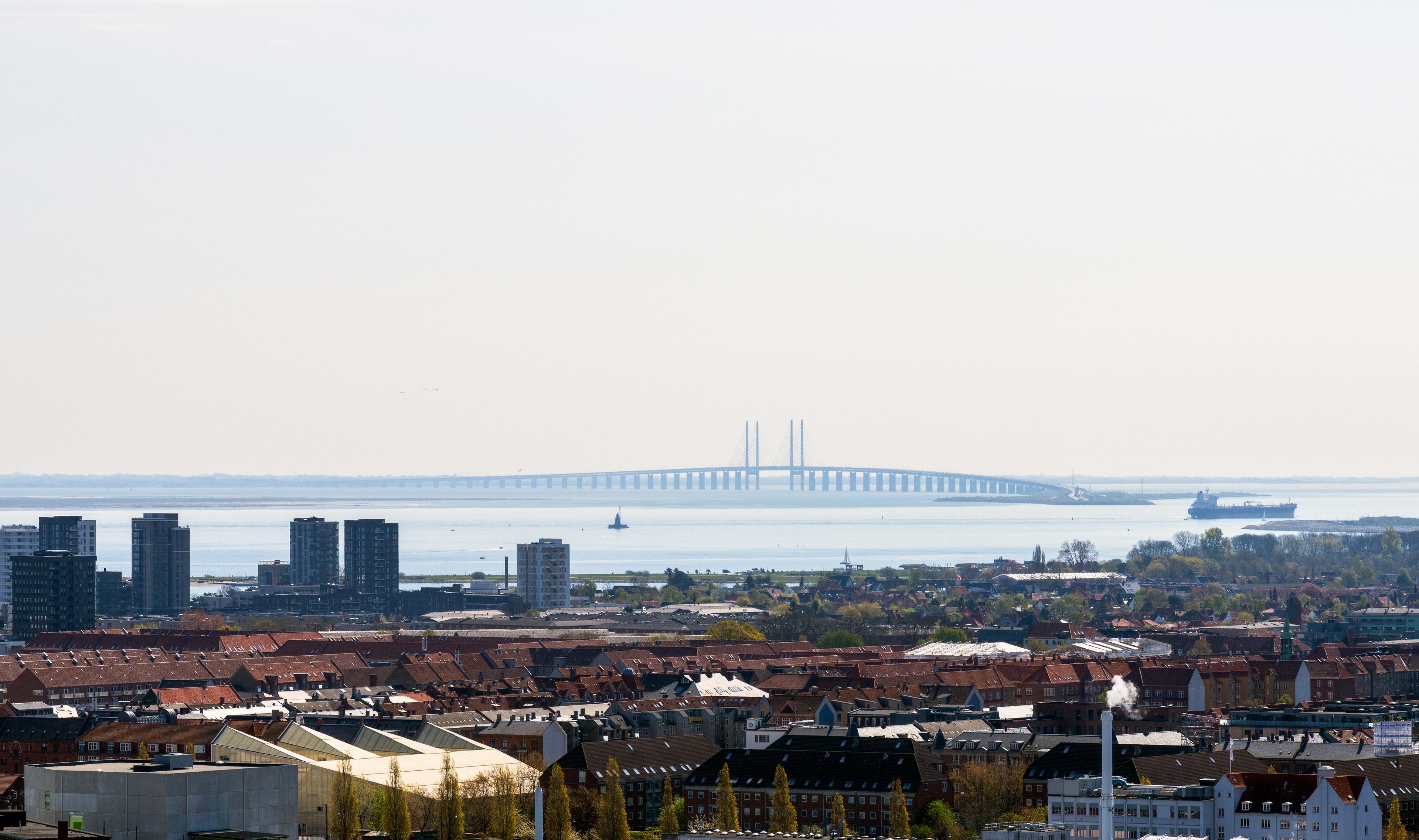 Utsikten över Öresundsbron från Köpenhamn 