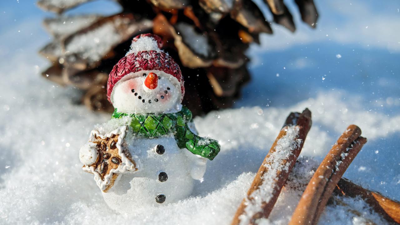 Bild på en glad snögubbe